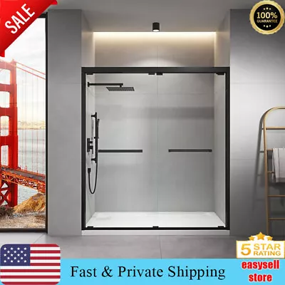 60''Wx76''H Sliding In Black Finish W/ 5/16'' Clear Glass Frameless Shower Door • $509.90