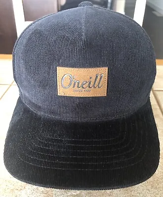 $18 • Buy O’Neill Men’s Black Corduroy Hat Cap With Leather Logo Snap Back Mid Profile
