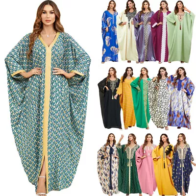 Moroccan Muslim Kaftan Women Long Dress Dubai Abaya Ramadan Caftan Islamic Robes • $57.15