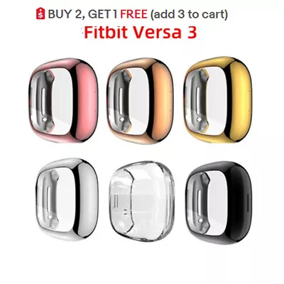  For Fitbit Versa 3 / Sense TPU Plating Screen Protector Soft Case Full Cover  • $10.99