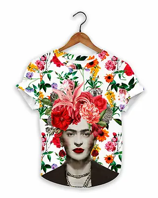 NEW Frida Kahlo Floral Full Print Flower Crown T-Shirt Viva La Vida Mexico • $20