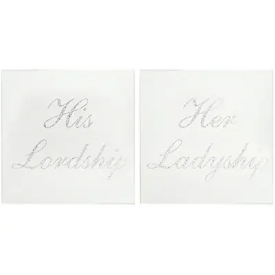 £4.50 • Buy Set Of 2 Silver Mirror Glitter Her Ladyship His Lordship Glass Coasters
