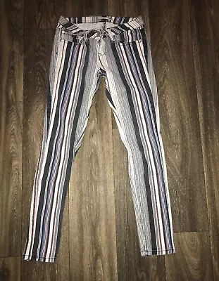 YMI Super Skinny Pinstripe Black White Pink Jeans Pants Sz 0 • $8.39