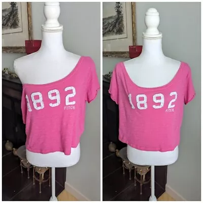 Y2K Abercrombie & Fitch Women's Large Loose Cropped Pink Logo Tee Mean Girls • $19.99