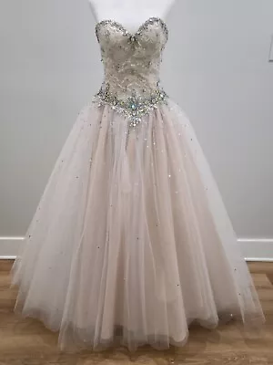 Prom Pageant Quinceanera Blush Nude Sequin Corset Strapless Ball Gown Size 2 • $275