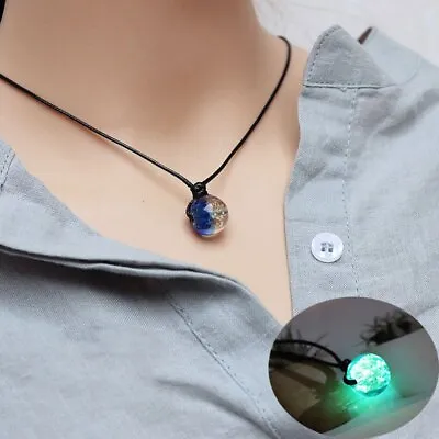 Natural Stone Pendant Necklace Women Clavicle Chain Glow In The Dark Jewelry • £2.87