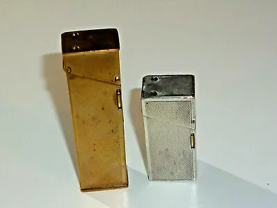 2x Mylflam Strato Silver & Brass Vintage Petrol Lighters - Briquets • $3215.49