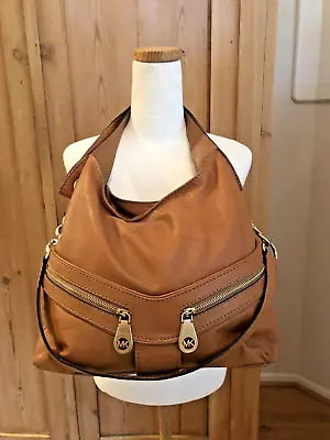 Michael Kors JAMESPORT Shoulder Bag Stachal Soft Brown Leather & Chain EUC $368 • $34.89