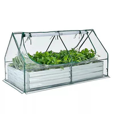 £53.99 • Buy Raised Garden Bed With Greenhouse Galvanised Steel Planter Box Kit W/  PVC Cover