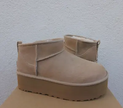 Ugg Sand Suede Classic Ultra Mini 2  Platform Ankle Boots Women Us 9/ 40 ~new • $179.95