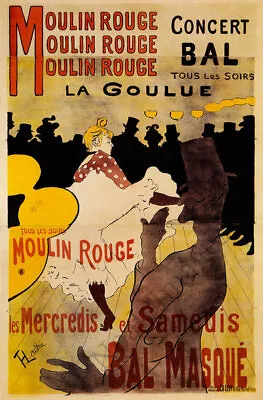 Moulin Rouge Bal Masque Vintage Theatre Poster Repro 16x24 • $9.95