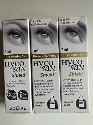£21 • Buy HYCOSAN Shield Preservative Free Eye Drops - 3ml Full Size - Set Of 3 - New