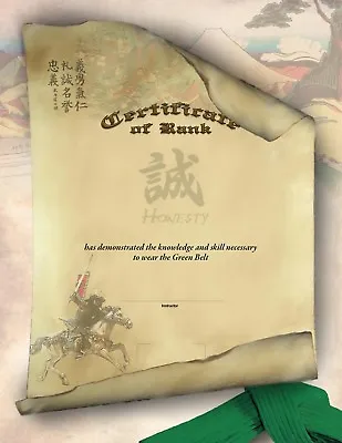 Martial Arts Certificates - Bushido Design/Karate Rank Certificates - Pack Of 10 • $18.99