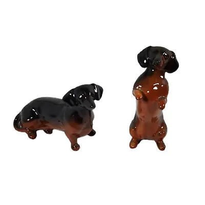 Vintage Beswick England Daschund Datsun Lot Pair Sitting Begging Mantle Dog 4  • £150.55