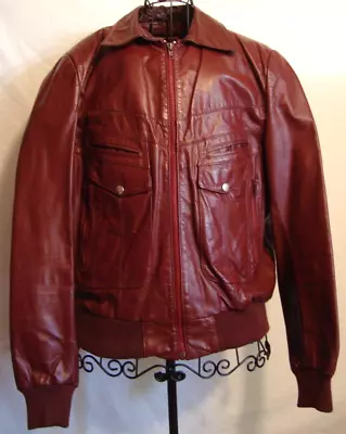 Vintage Men's Leather Jacket Burgundy 42 L • $39