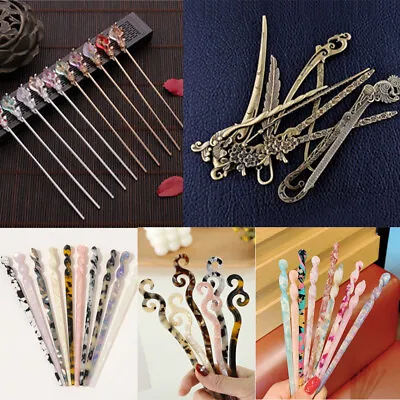 $2.97 • Buy Chinese Style Women Hair Clips Stick Vintage Acetate Chopstick Hairpin Pin Gifts