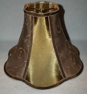 Vintage Dark Gold Lined Satin 6 Panel Fabric Lamp Shade • $49.95