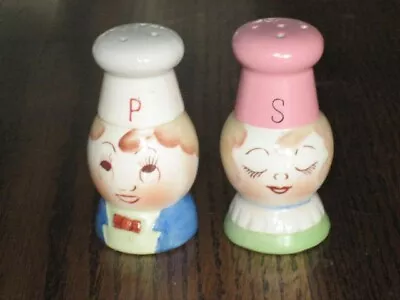 Vintage Pair Of Boy & Girl Chefs Salt & Pepper Shaker 3.H Japan • $12.50