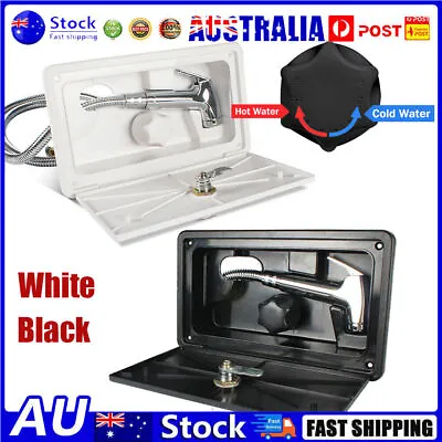 External Caravan RV Shower Box Exterior Faucet Camper Trailer Boat Black/White • $37.99