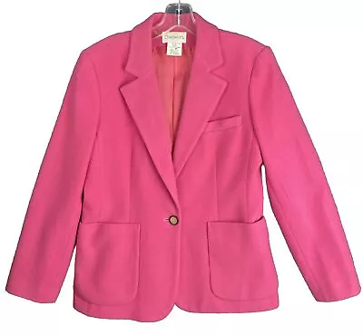 Chadwick’s Women’s Jacket Blazer Pink Barbie Office Wear Double Breasted Wool • £30.88