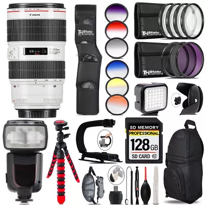 Canon EF 70-200mm IS III USM Lens + Pro Flash  LED Light -128GB Accessory Bundle • $1928.99