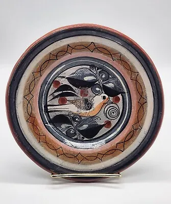 Vintage 8  Tonala Mexican Bird Folk Art Pottery Burnished Wall Plate Mexico • $22