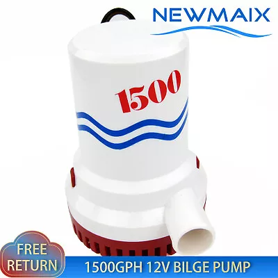 1500GPH 12V Marine Submersible Bilge Pump Non-automatic Water Pump 1-1/8 Hose • $36.99