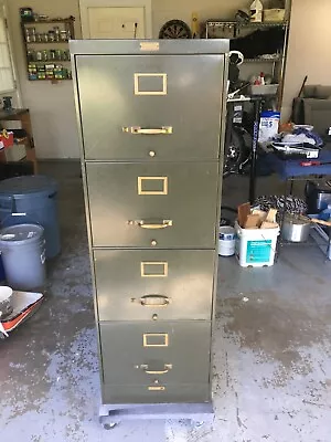 Vintage Berger Republic Steel Filing Cabinet; Army Green Metal; Great Condition! • $125