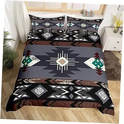  Western Comforter Cover Vintage Geometry Triangle Diamond Duvet King Multi 10 • $68.78