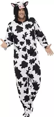 Smiffys Cow Costume Black & White With Hooded All In One Party Animals... • £23.49