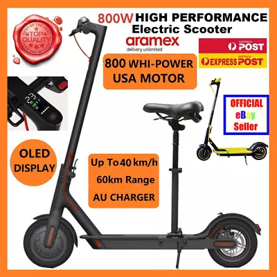 Portable 800W 40KM/H Electric Scooter 60km Adult Fold Travel E Bike With Seat • $449.99