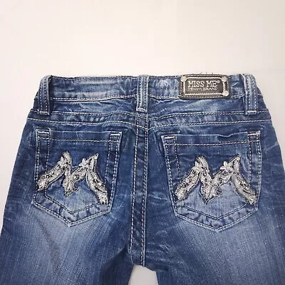 Miss Me Skinny Youth Girls Jeans Size 12 Rhinestones Embellished Western Stretch • $23.99