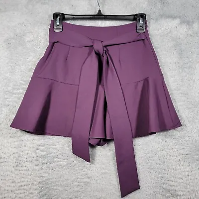 Zara Skort Skirt Womens XS Purple High Waisted Belted Bow Bloggers Fave 25x15 • $29.99