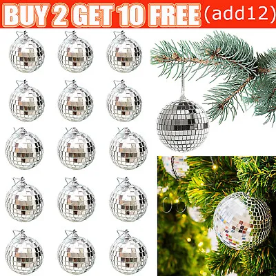 Disco Christmas Mirror Ball Baubles Xmas Tree Decor Ornament Home Party Gift • £2.93