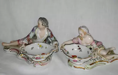 Antique German Pair Meissen Style Figural Porcelain Sweet Meats ~ Man & Woman • $90