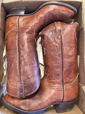 Vintage Tony  Lama Cowboy Boots Mens Size 11-1/2 Brown  Style 5084 11.5 • $75