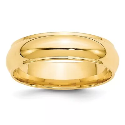 10k Yellow Gold 6mm Half Round With Edge Wedding Band Ring Size 11 For Men • $452