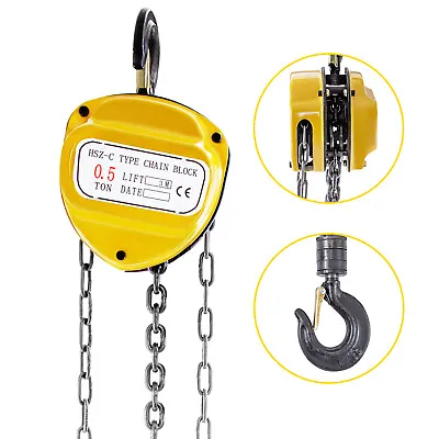 VEVOR 0.5Ton 1/2Ton Lever Chain Block Hoist 1100lb Manual Chain Block W/3m Chain • $38.99