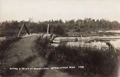 NW Interlochen Bendon MI C.1907 RPPC BETSIE RIVER HEADWATERS At Green Lake! 4 • $24.99