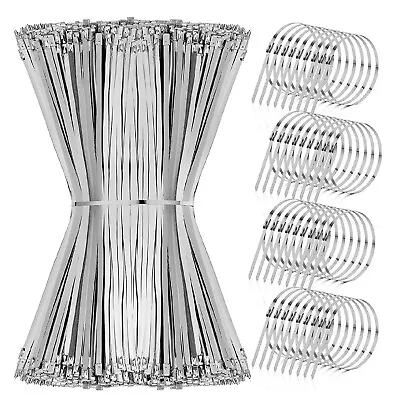 100-500pcs 14  Stainless Steel Metal Cable Zip Tie Self Lock Strap Heavy Duty • $11.89