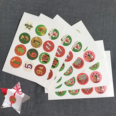 120pcs Christmas Stickers Advent Calendar Numbers 1-24 Embellishments Gift • £4.89