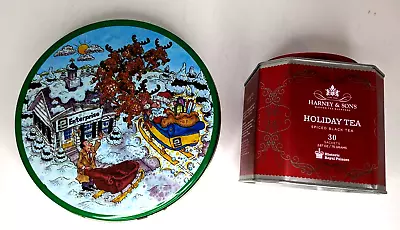 Vintage Holiday Empty Tins Lot Enterprise Advertising & Harney & Sons Santa • $12.99