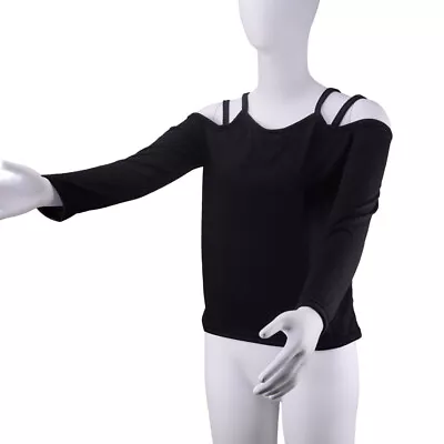 Womens Halter Neck Off Shoulder Casual Long Sleeve T-Shirt Blouse Crop Tops • £9.34