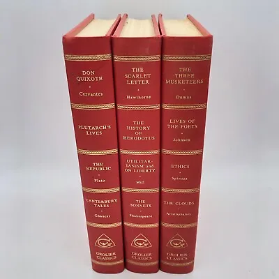 GROLIER CLASSICS Lot Of 3 Shakespeare Plato Chaucer Etc. 1955-1956 Hardcovers • $20.30