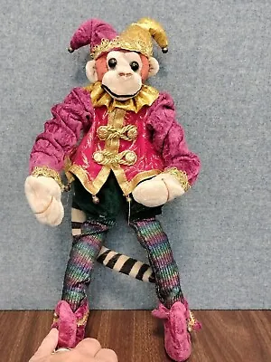 Vtg Court Jester Monkey Plush In Full Costume Posable Limbs 15 In • $18