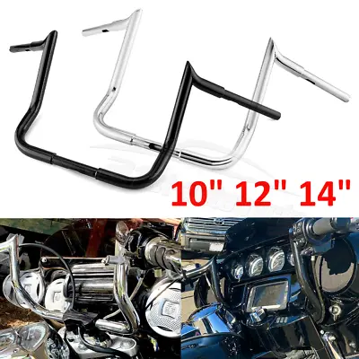 Black Chrome 10  12  14  For Harley Street Electra Glide Meathook Bars Handlebar • $139.99