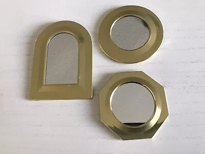 Vintage Small Gold Octagon  Round Decorative Mirrors Set • $7.99