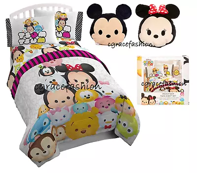 Disney Tsum Tsum Minnie Mickey TWIN Comforter Sheets Throw Pillow Complete Set  • $79.99