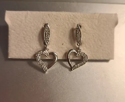 Zales Diamond Accent Heart Dangle Earrings • $150