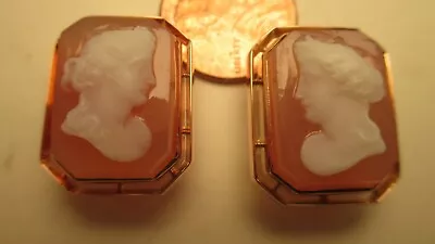 19th To Early 20th  Century 18K Pink Gold Agate Cameo Cufflinks Demeter / Ceres? • $700